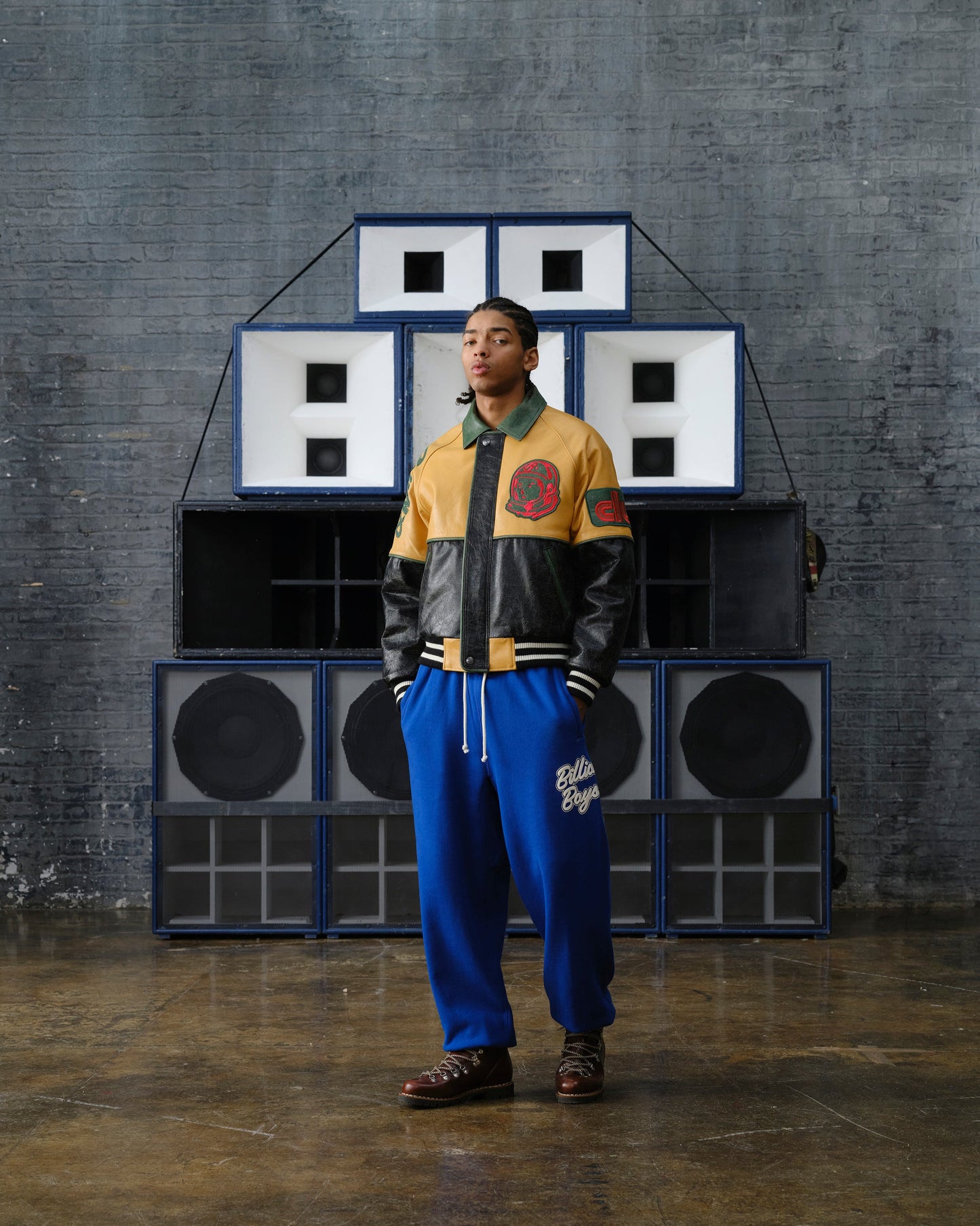 Club Cracked Leather Varsity Jacket