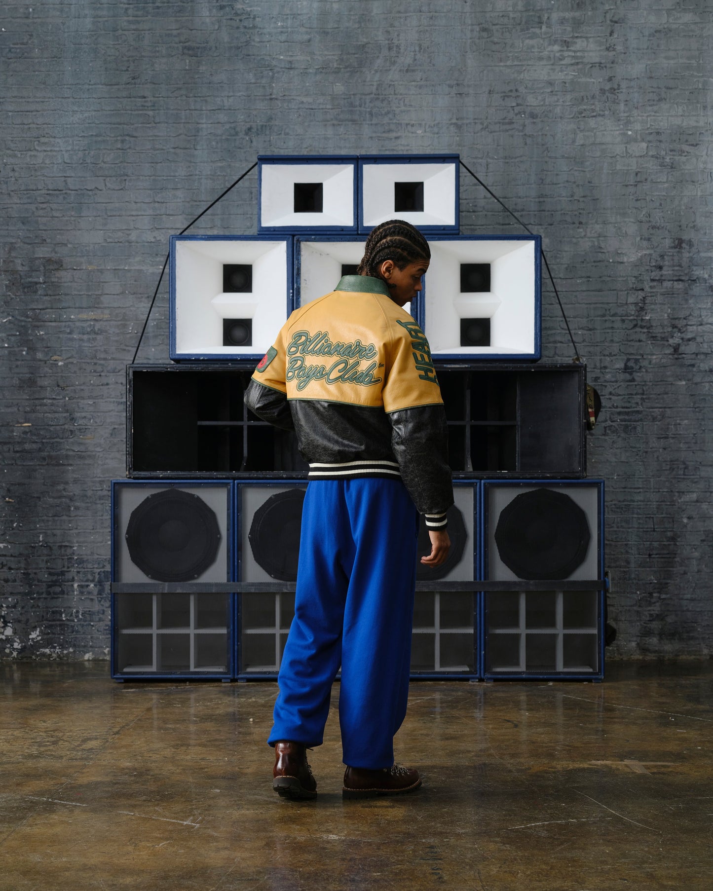Club Cracked Leather Varsity Jacket