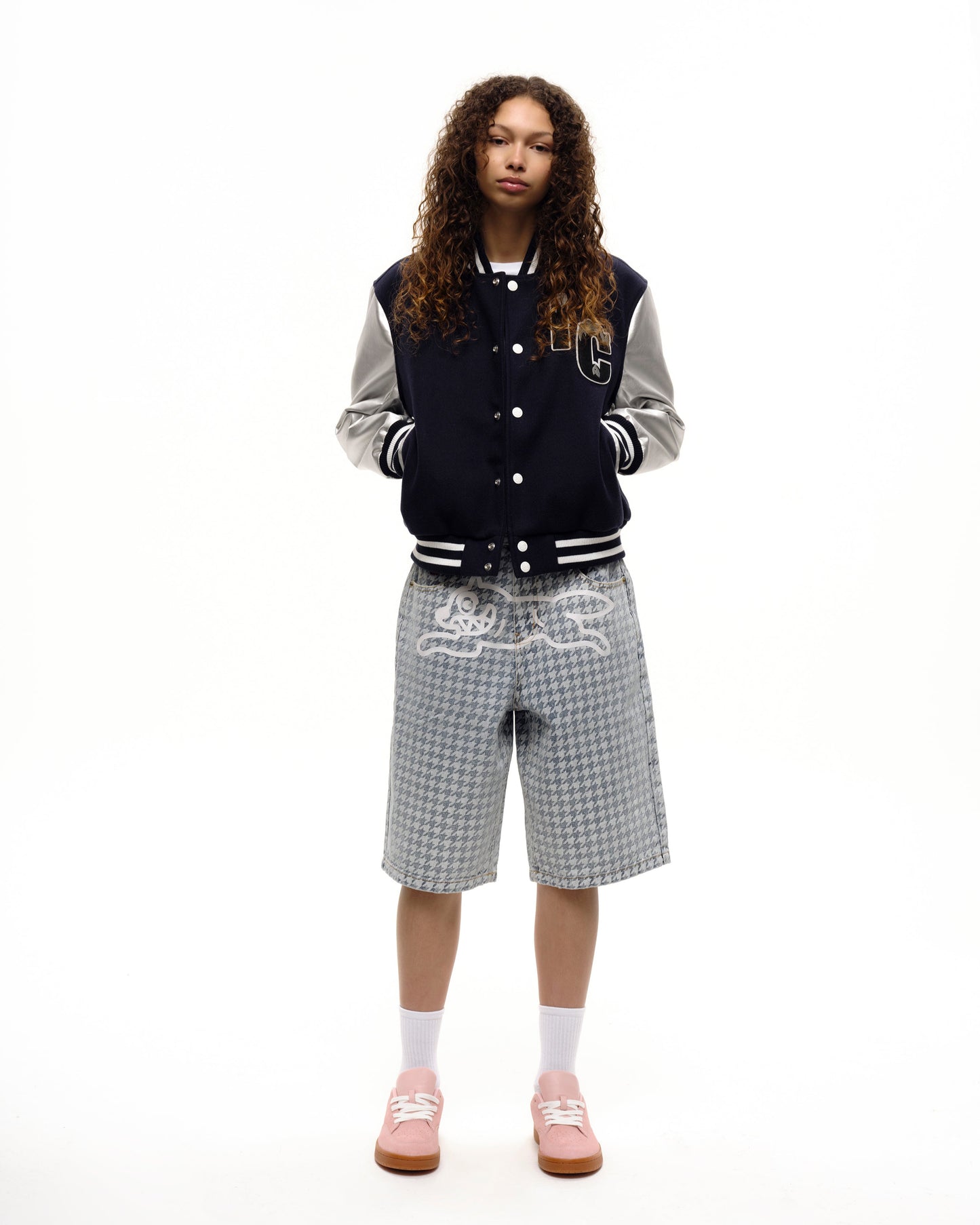 Womens Houndstooth Running Dog Shorts