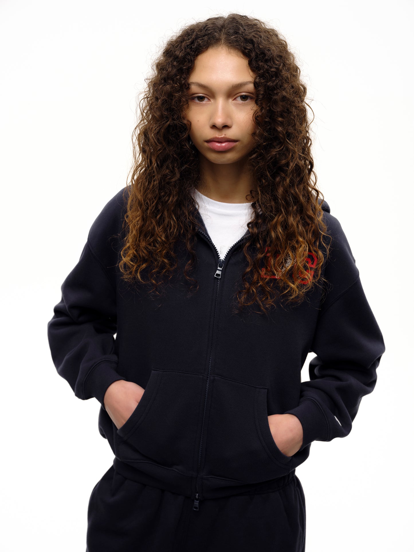 Womens Cone Cropped Zip Through Hood