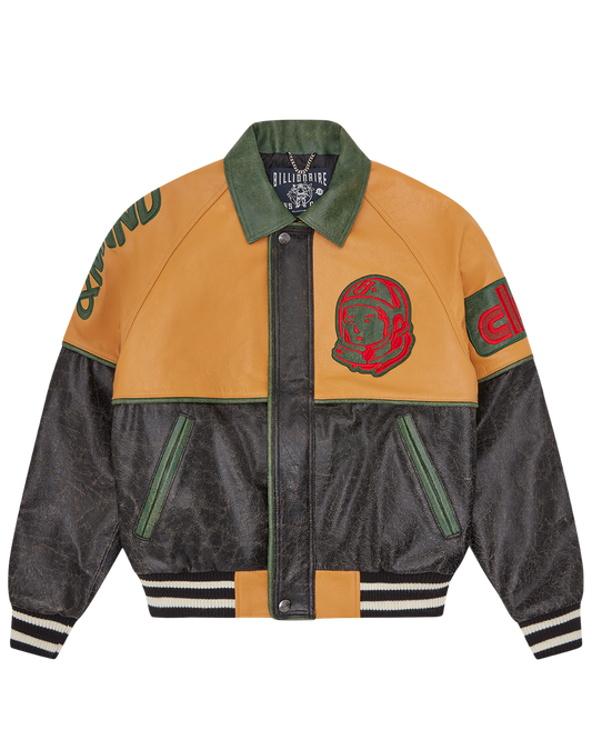 Club Cracked Leather Varsity Jacket