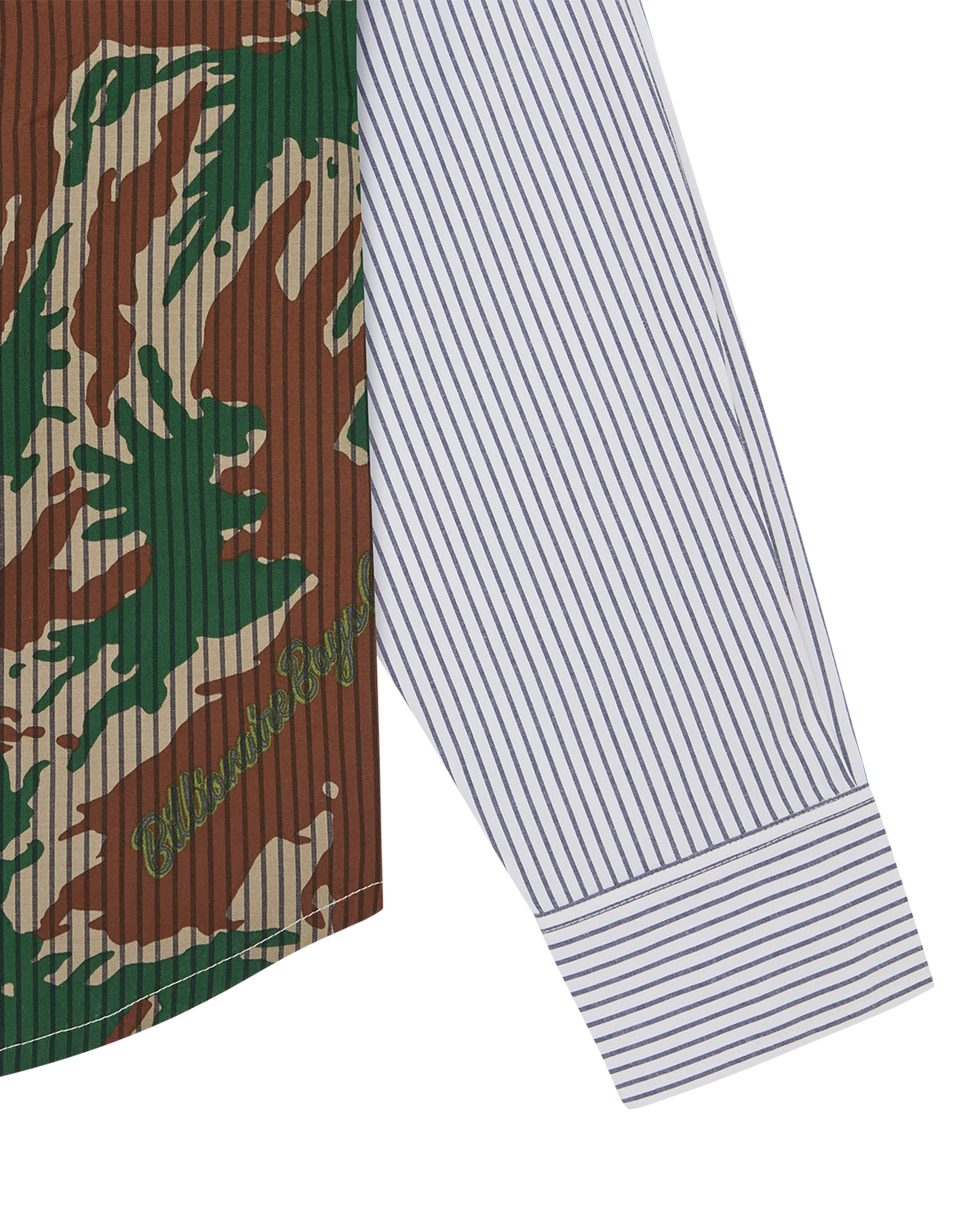 Burst Camo Half Print Poplin Stripe Shirt