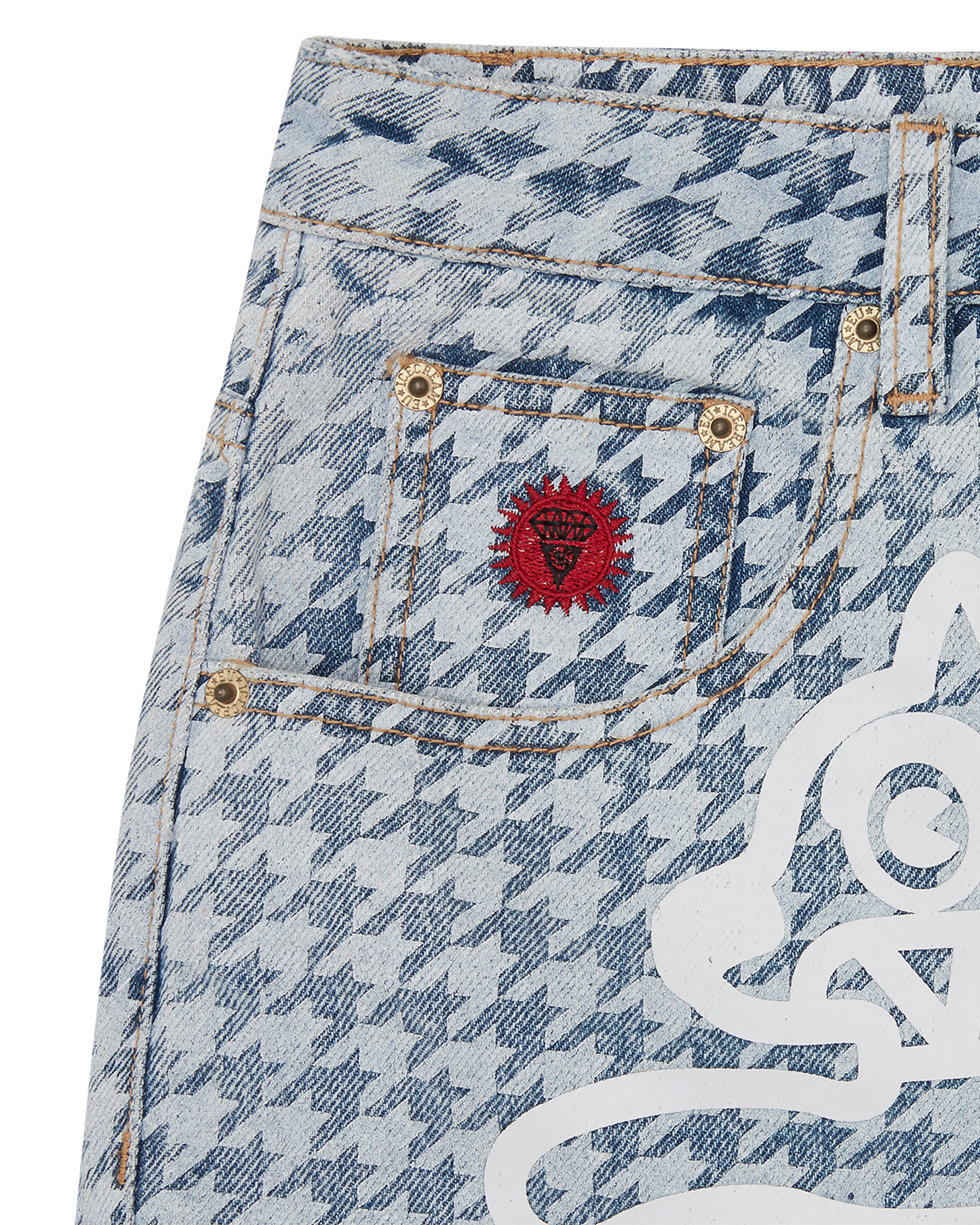 Womens Houndstooth Running Dog Shorts