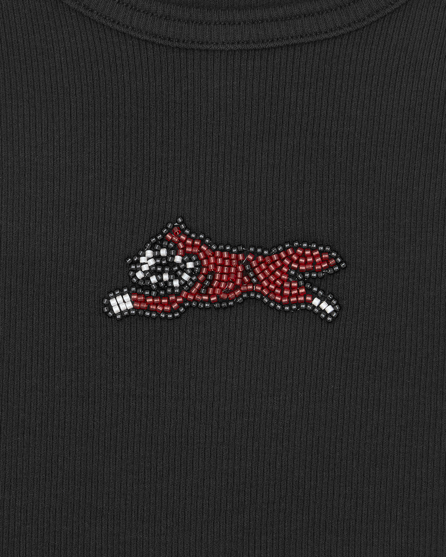 Womens Beaded Running Dog Ribbed Vest Top