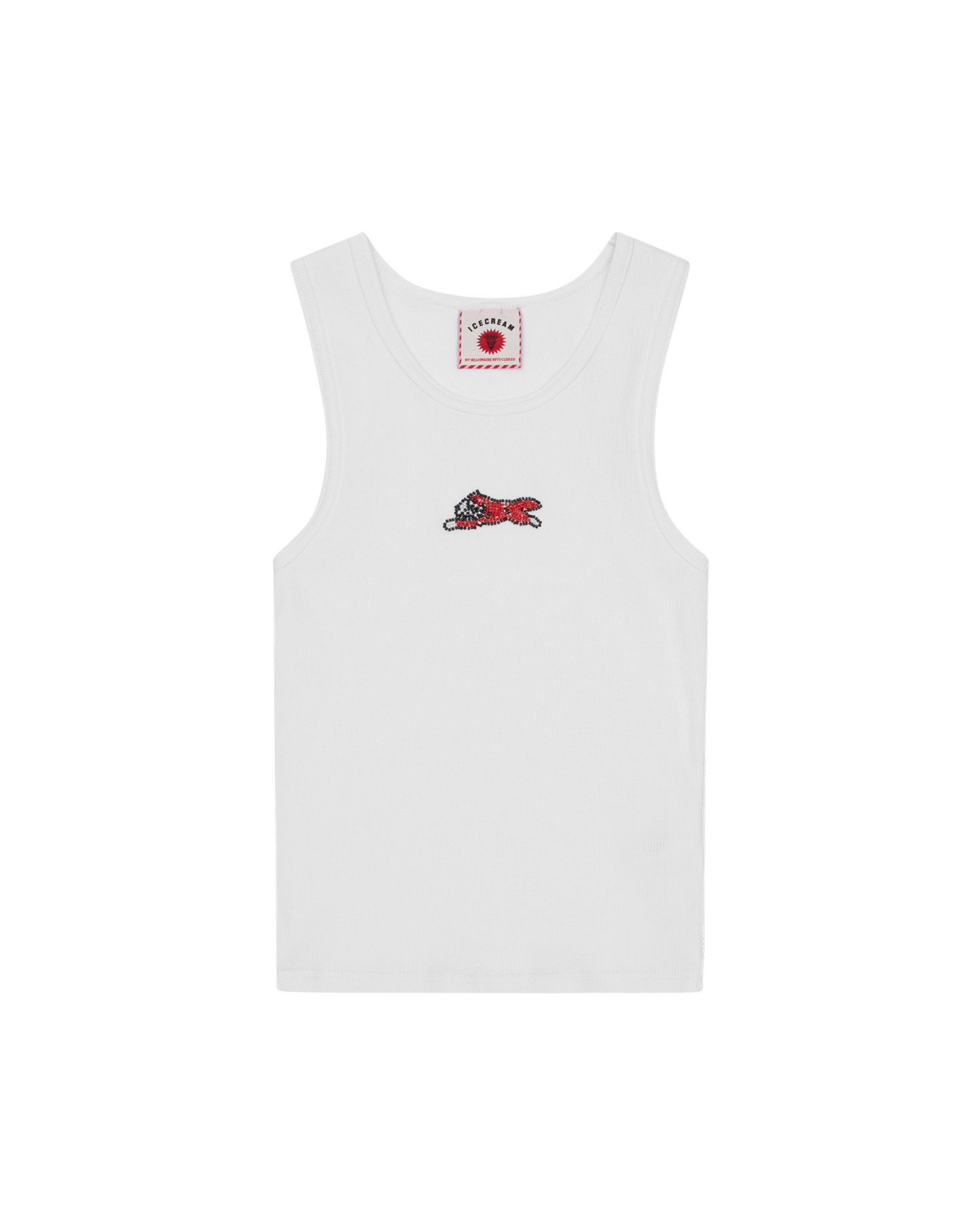 Womens Beaded Running Dog Ribbed Vest Top