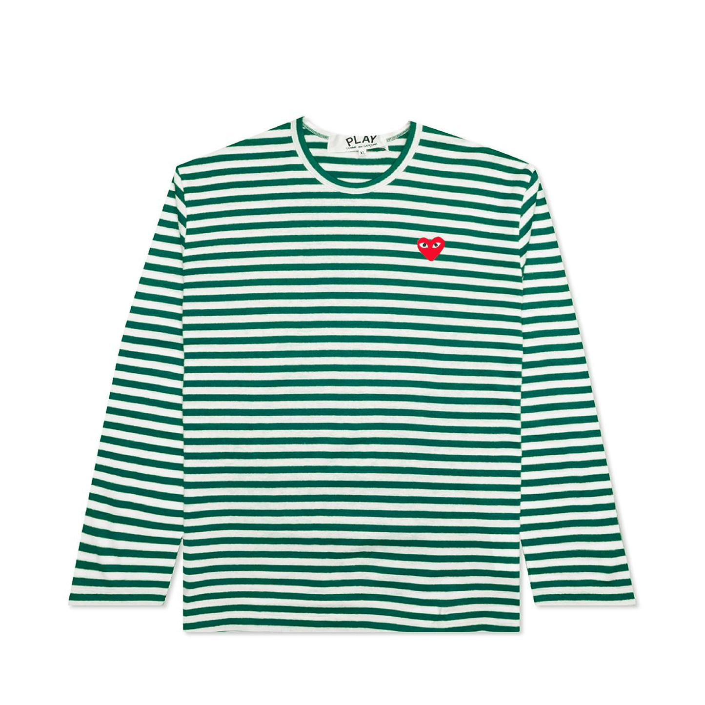 STRIPED LONG SLEEVE T-SHIRT WITH SMALL RED HEART - Comme des Garçons PLAY