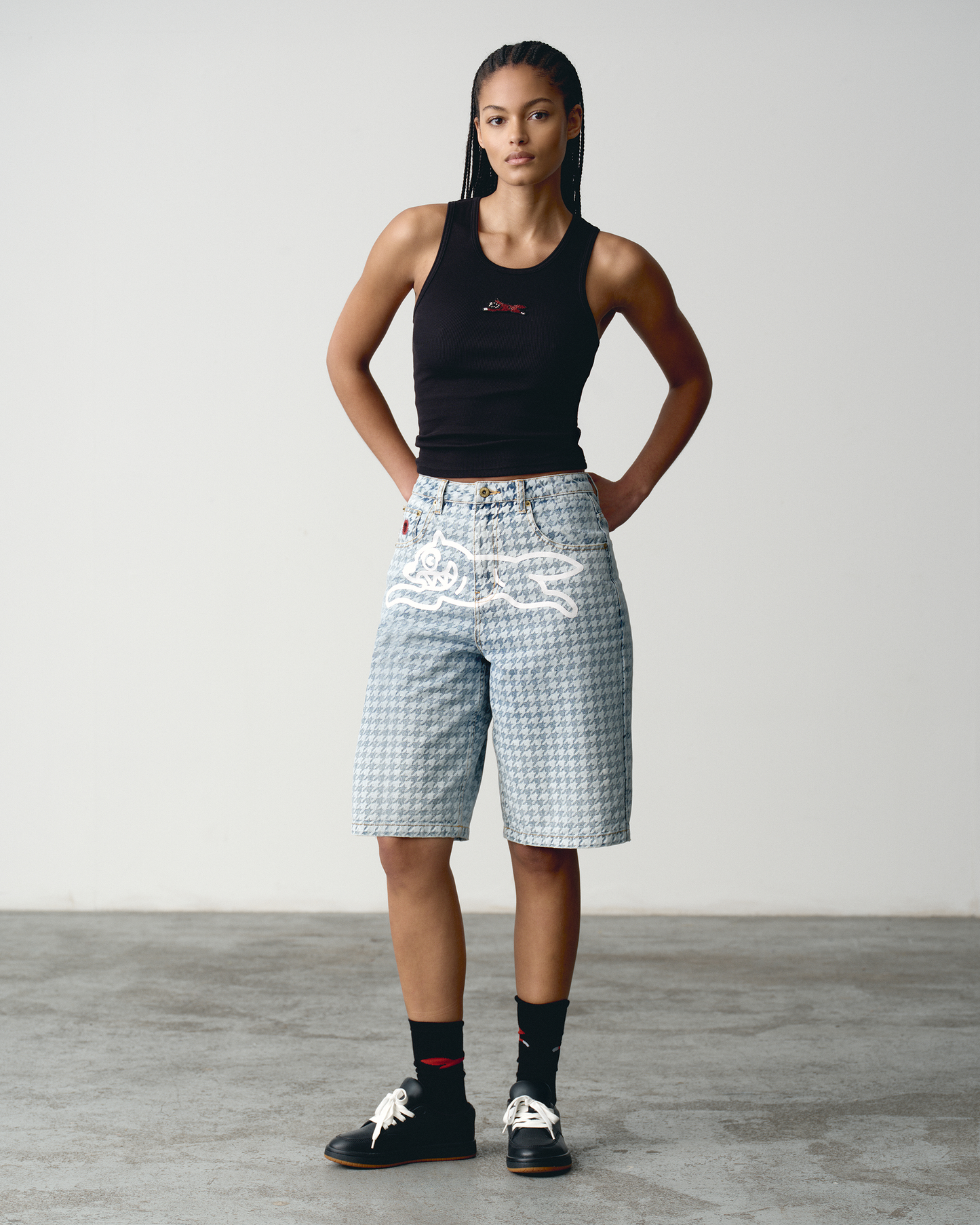 Womens Beaded Running Dog Ribbed Vest Top