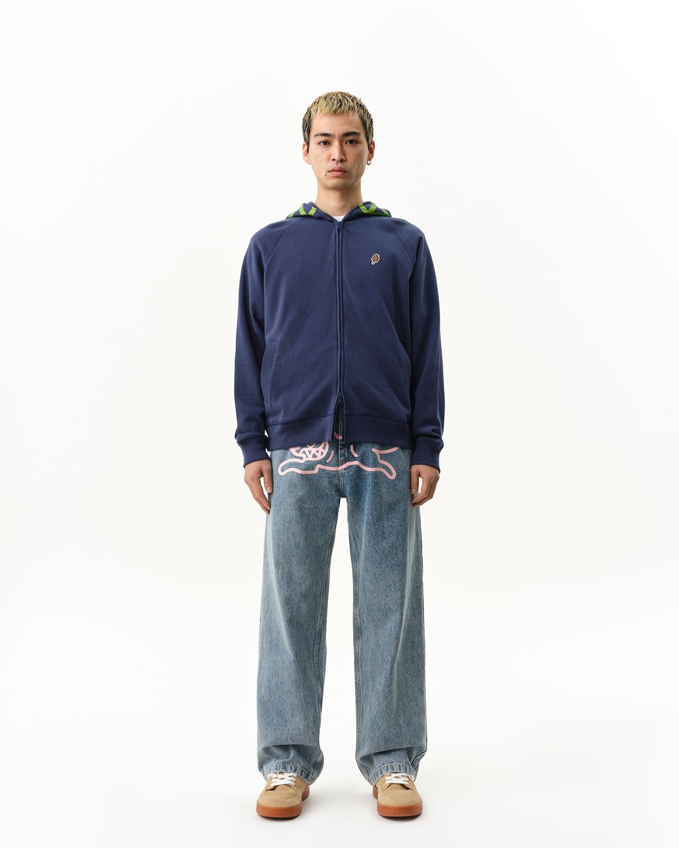 Gradient Smiley Zip Through Hood