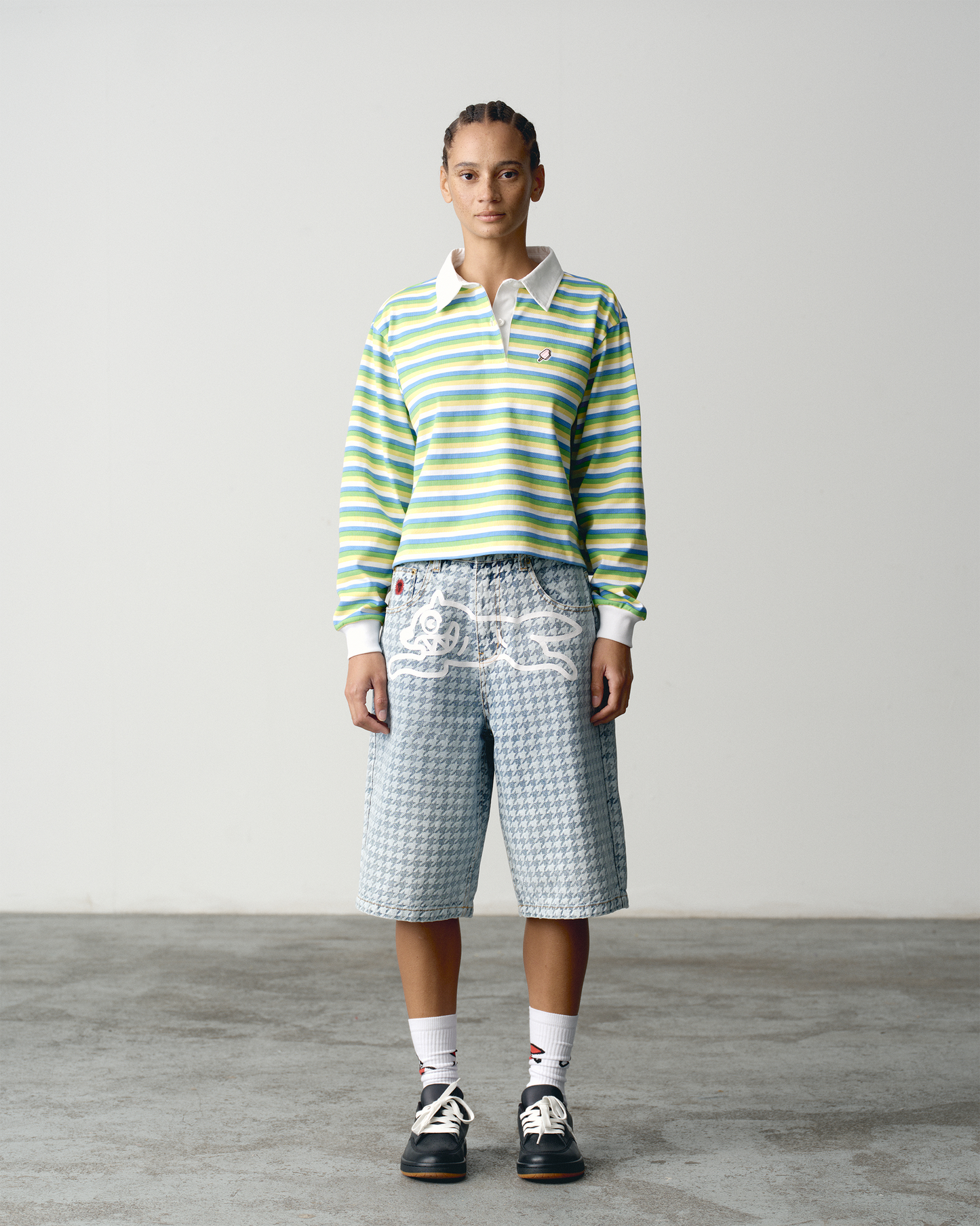 Womens Popsicle Striped Cropped Rugby Shirt