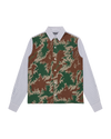 Burst Camo Half Print Poplin Stripe Shirt