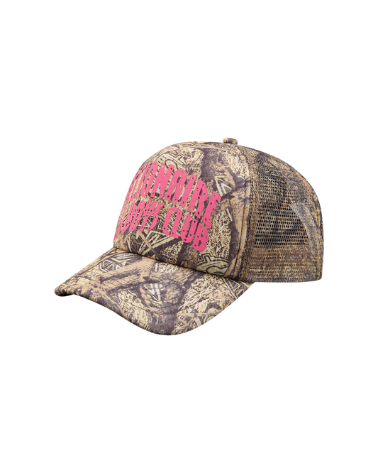 Diamonds & Dollars Tree Camo Arch Logo Trucker Cap