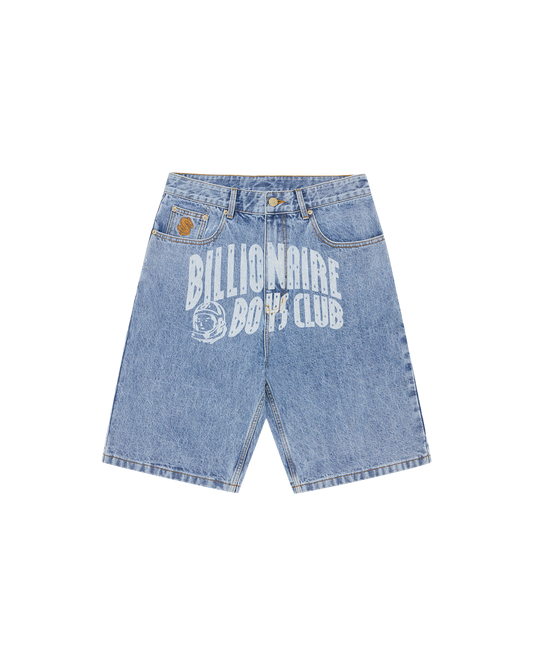 Faded Arch Logo Denim Shorts
