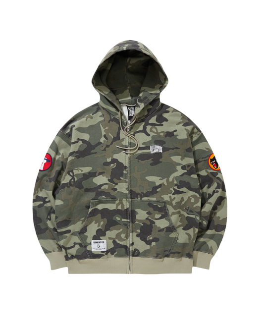 Embroidered Logo Zip Up Cotton Hoodie