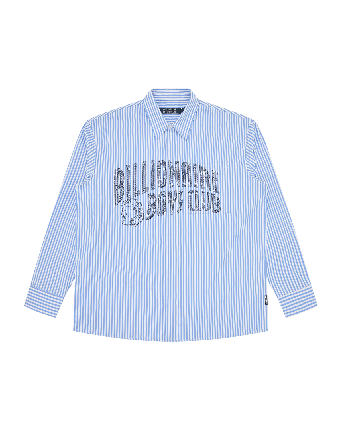 Rhinestone Arch Logo Striped Shirt