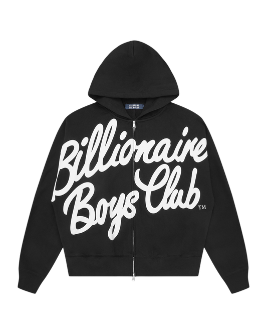 Large Script Logo Zip Through Hood