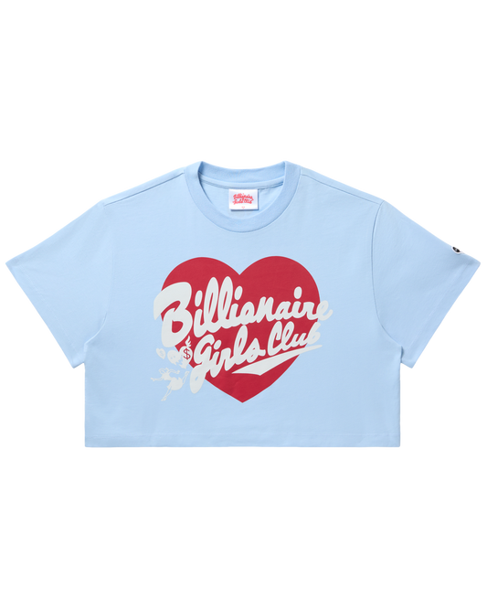 Womens Script Heart Cropped Tee