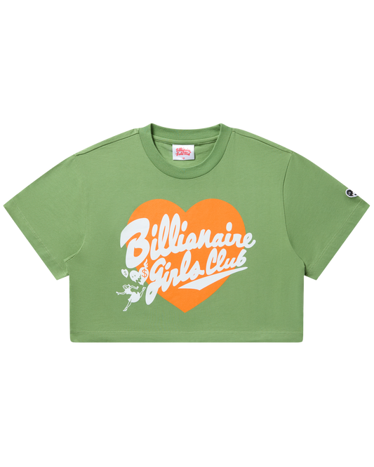 Womens Script Heart Cropped Tee