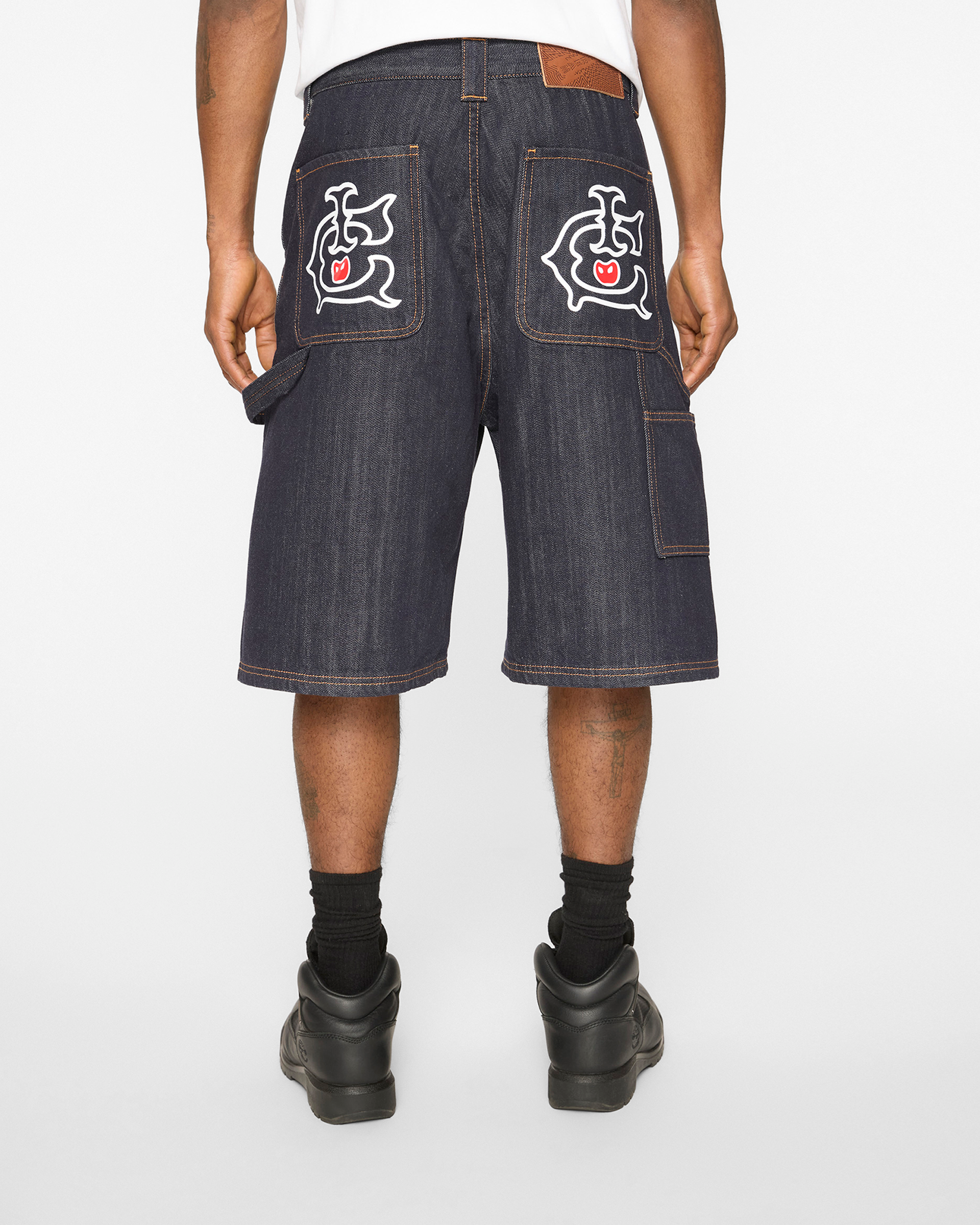 denim and dungaree ミッキー刺繍　パラシュートパンツ　150 Selvedge Running Dog Denim Carpenter Short – Billionaire Boys Club