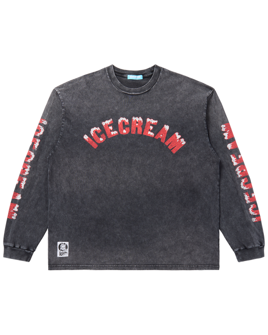 Damaged Cotton LS T-Shirt Running Dog