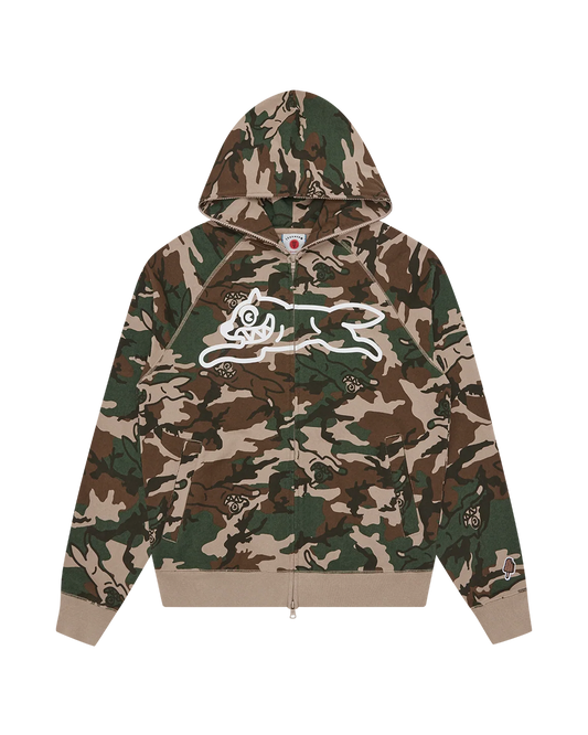 Running Dog Woodland Camo Zip Through Hood