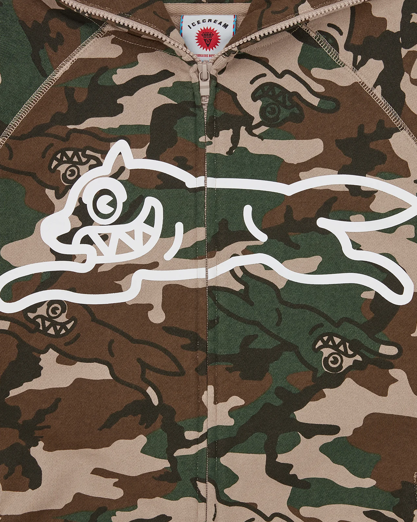 Running Dog Woodland Camo Zip Through Hood