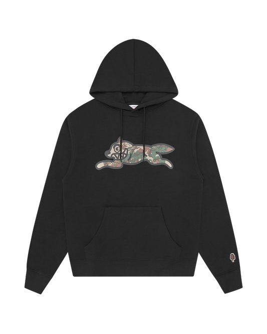 Woodland Camo Running Dog Popover Hood