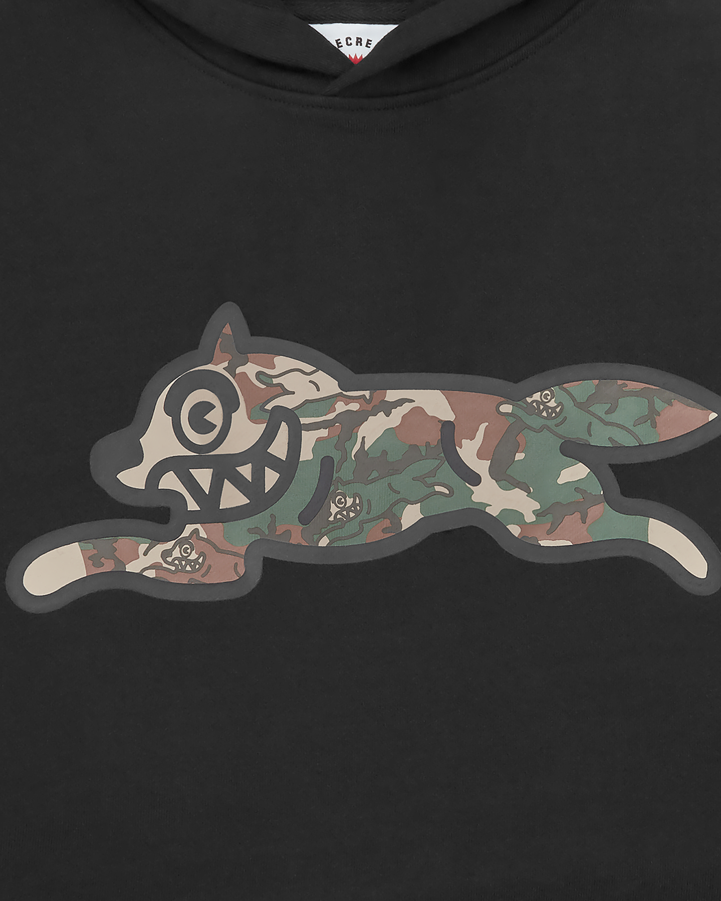 Woodland Camo Running Dog Popover Hood