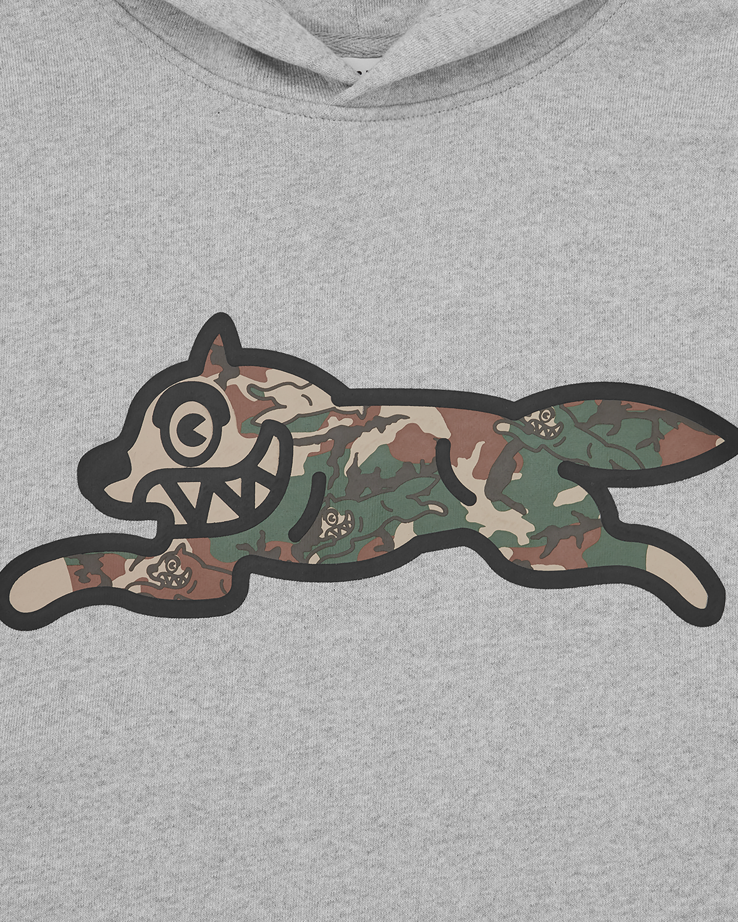 Woodland Camo Running Dog Popover Hood