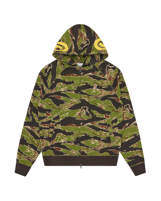 Smiley Tiger Stripe Full Zip-Through Hood