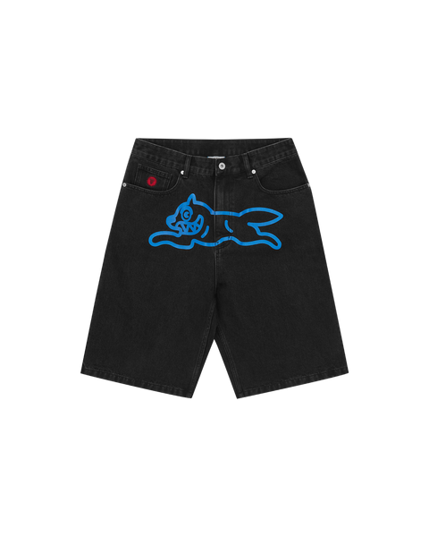 [RETRIEVER CLUB]UNISEX●SIDE POINT DENIM SHORTS Icecream Running Dog Denim Shorts | Heavy Wash Blue | SVD USA