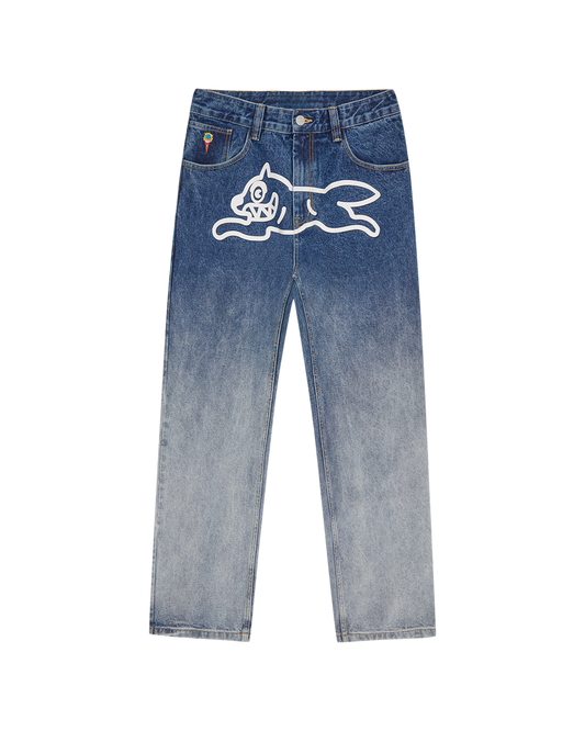 Fade Out Running Dog Double Scoop Denim Pants