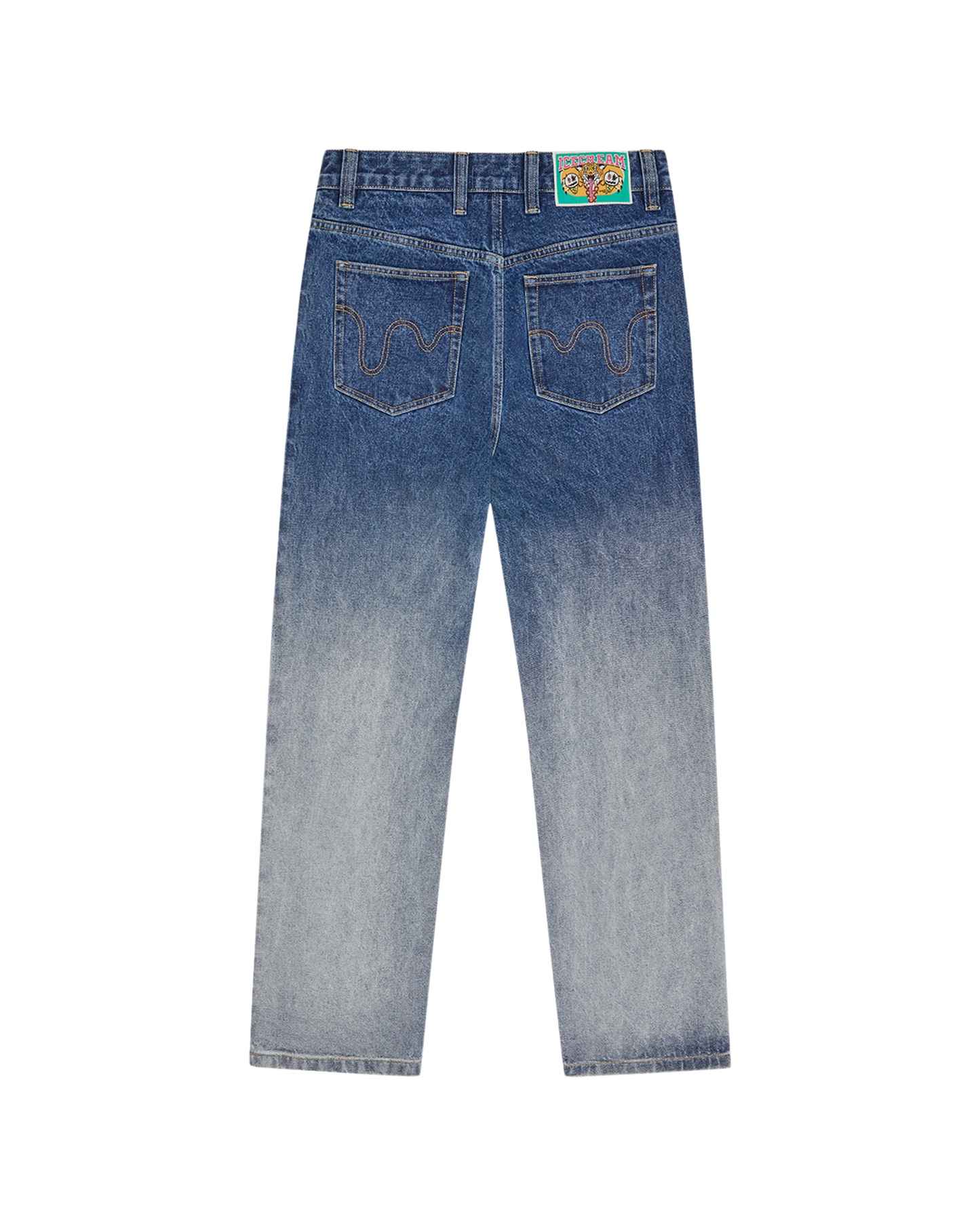 Fade Out Running Dog Double Scoop Denim Pants