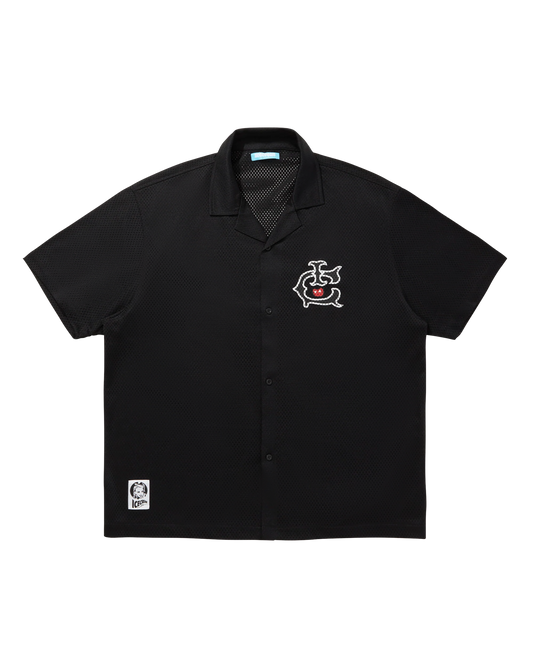 Open Collar Mesh SS Shirt