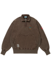Emboridered Logo Damaged Half Zip Sweatshirt