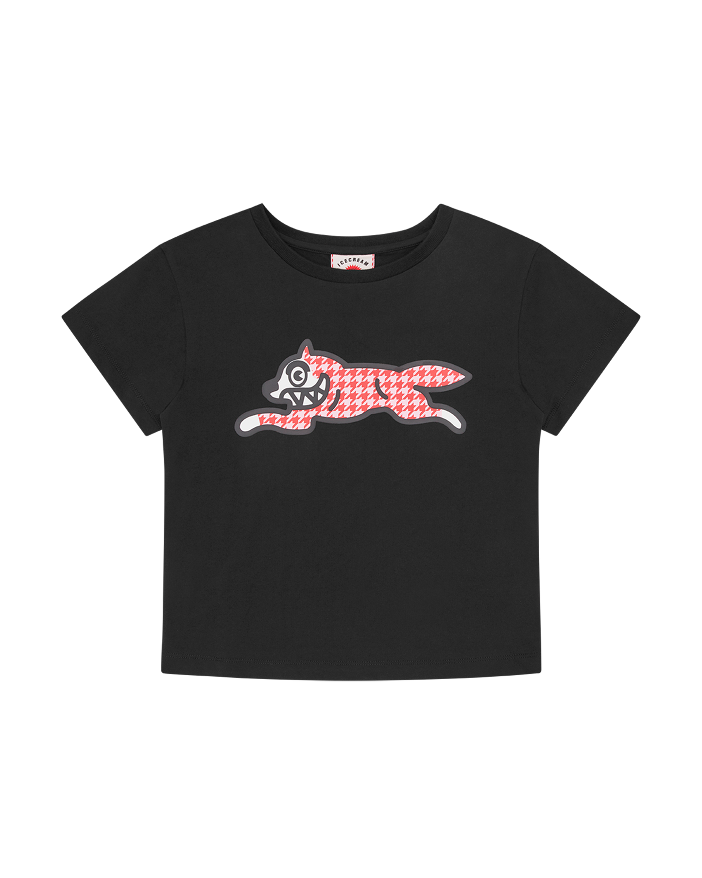 Womens Houndstooth Running Dog Baby Tee