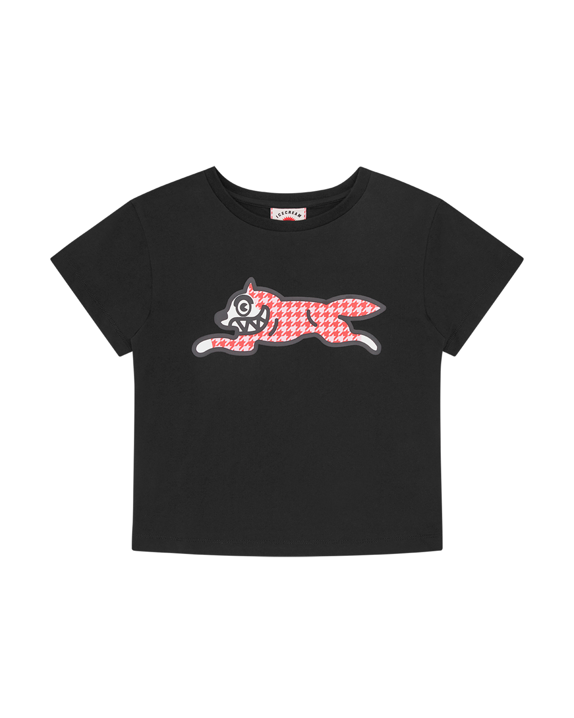 Womens Houndstooth Running Dog Baby Tee