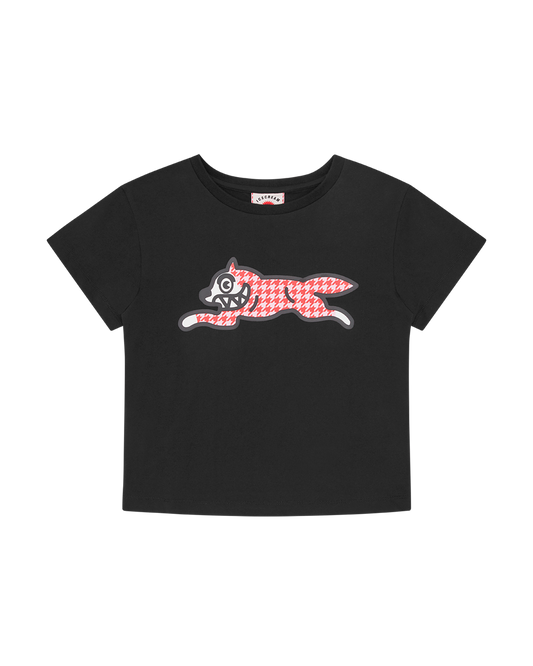 Womens Houndstooth Running Dog Baby Tee