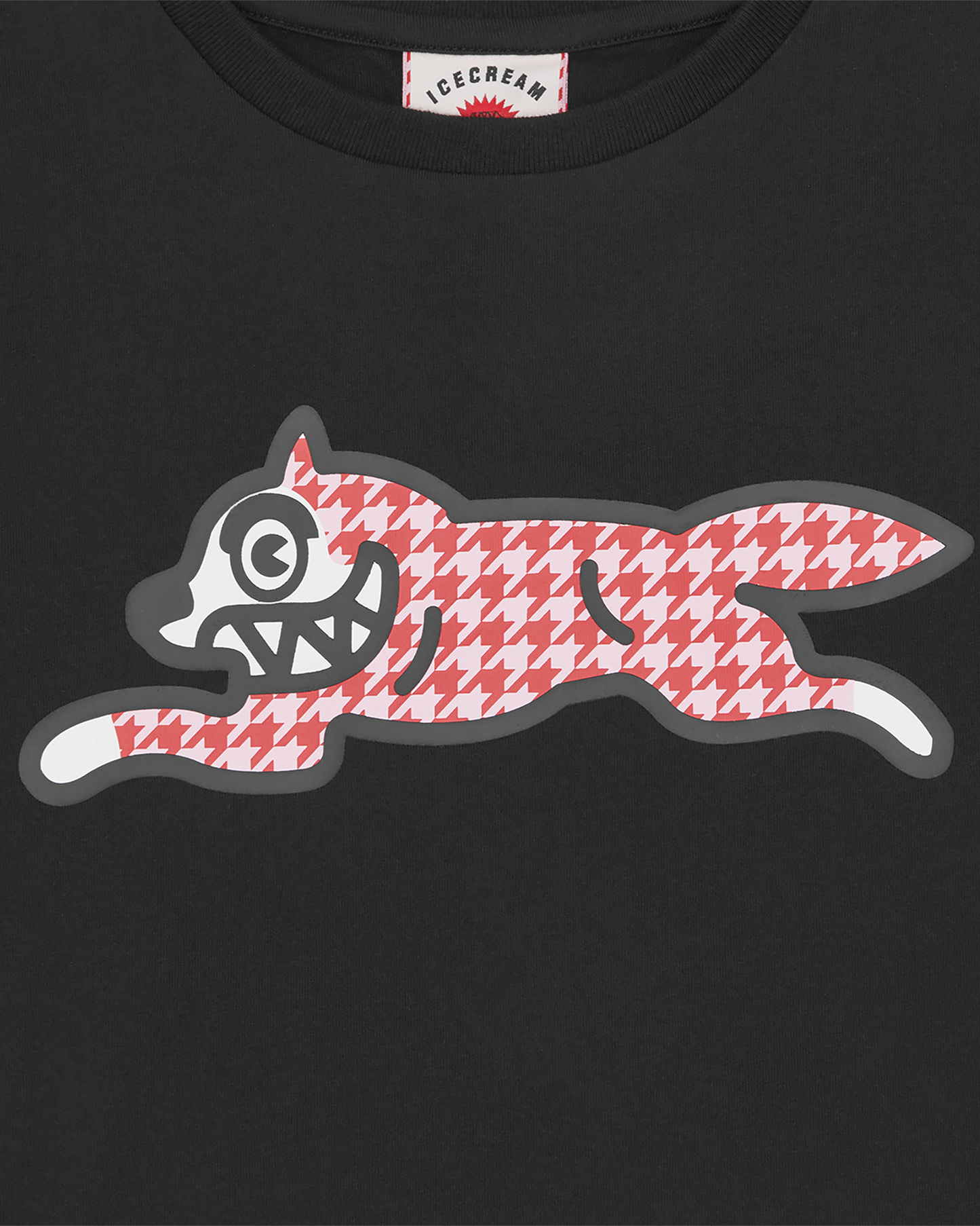 Womens Houndstooth Running Dog Baby Tee
