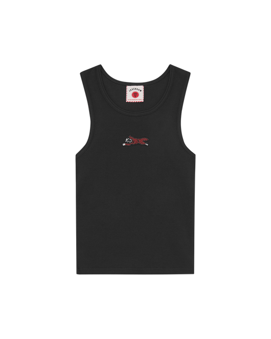 Womens Beaded Running Dog Ribbed Vest Top
