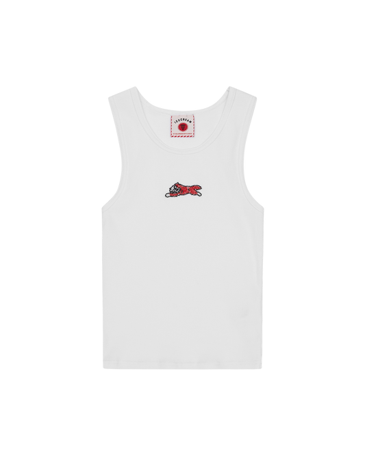 Womens Beaded Running Dog Ribbed Vest Top