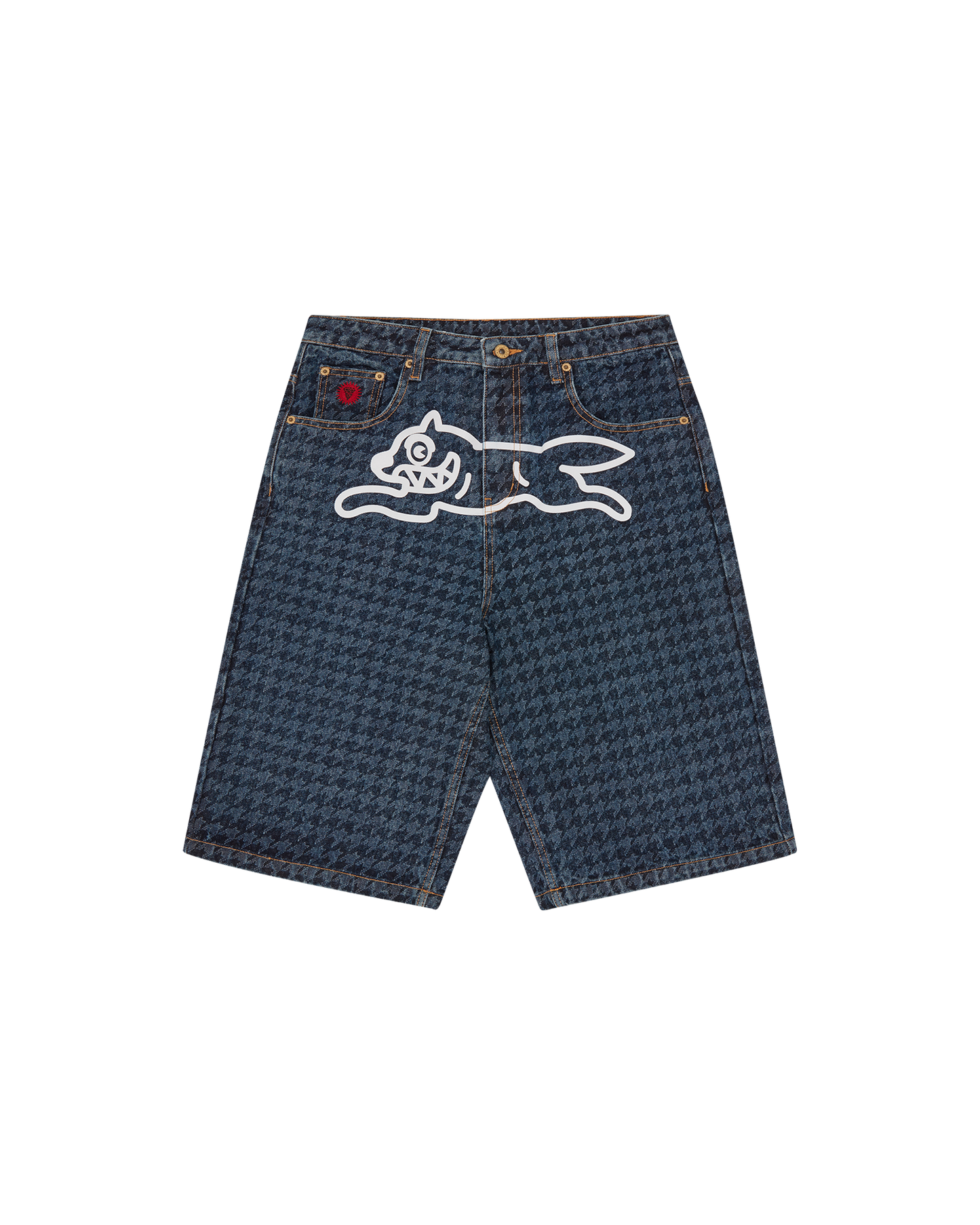 Womens Houndstooth Running Dog Jorts