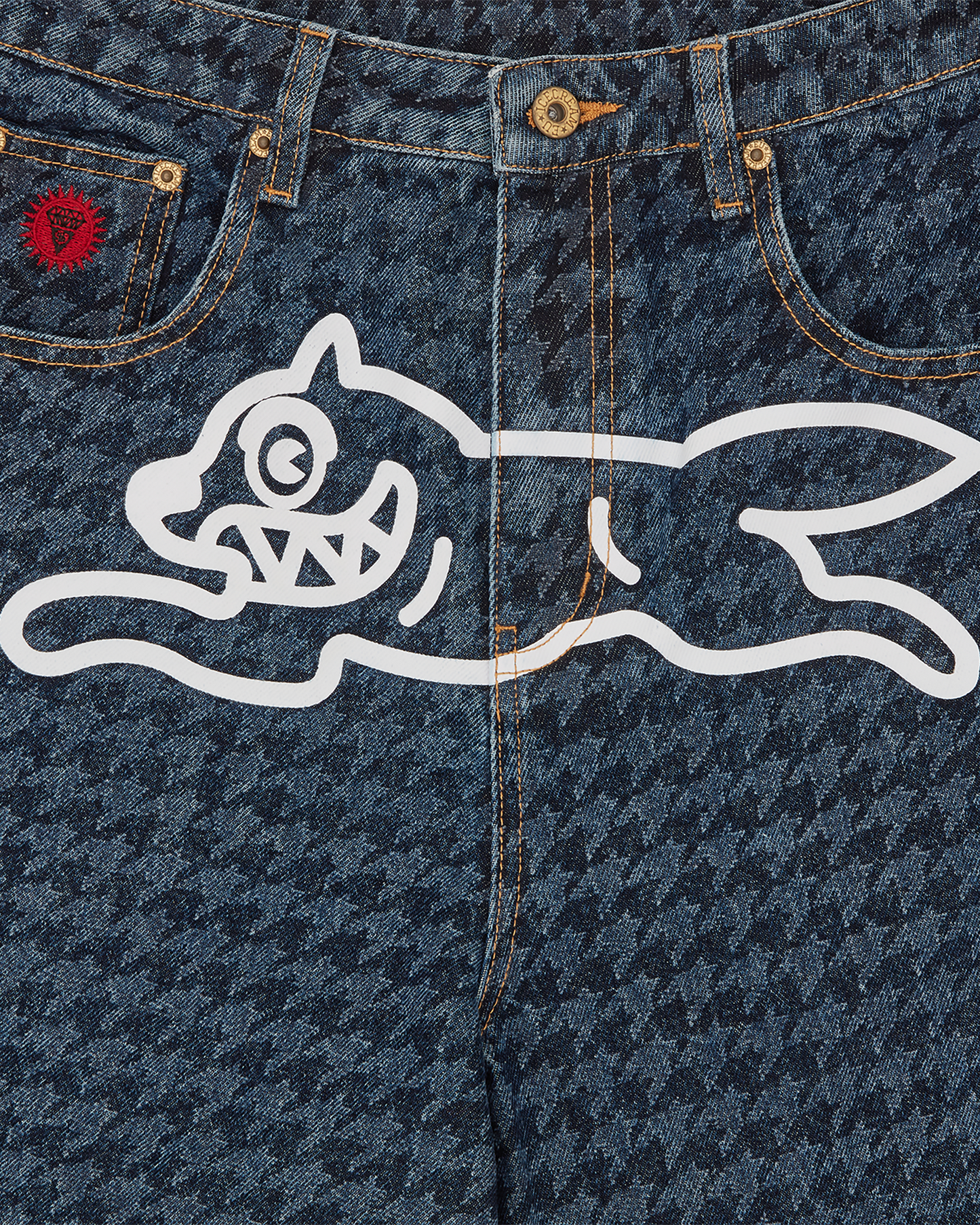 Womens Houndstooth Running Dog Jorts