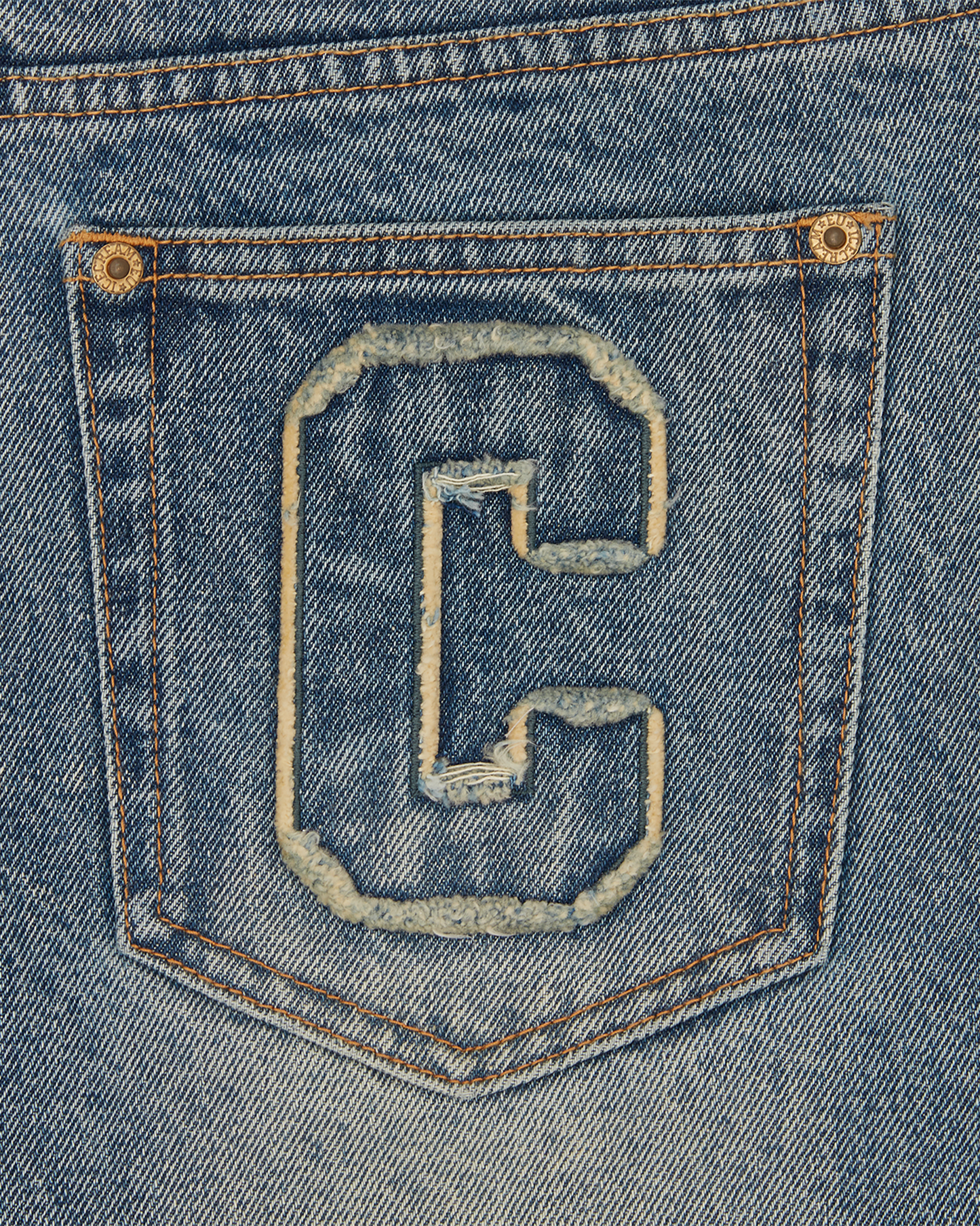 Womens Distressed Running Dog Denim Pants