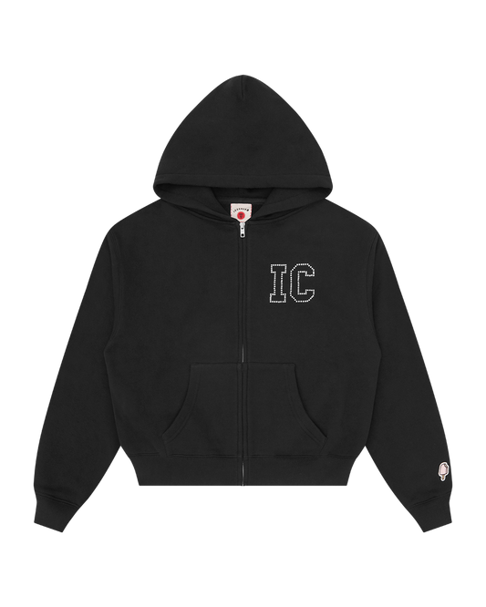 Womens Crystal Zip Through Hood