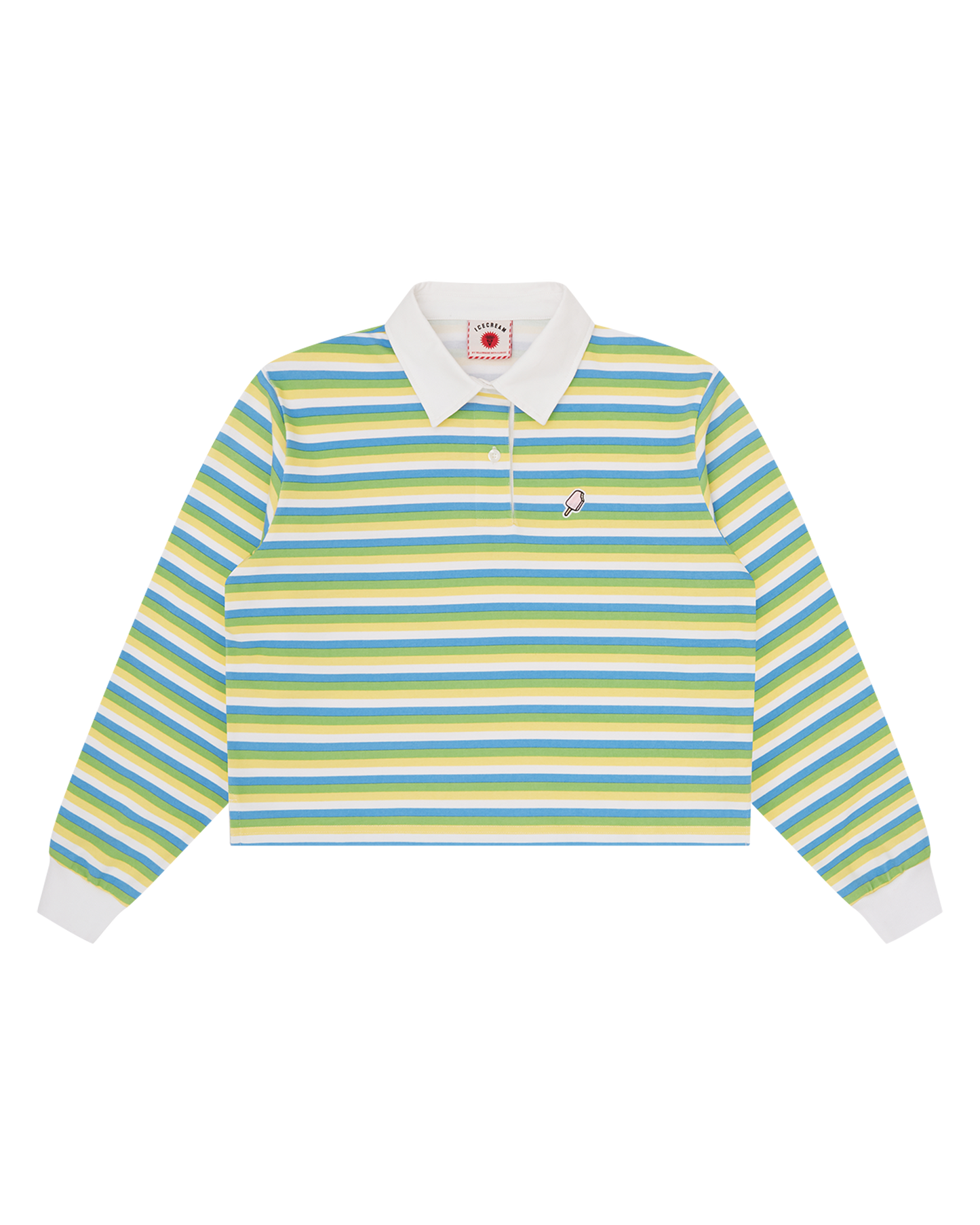 Womens Popsicle Striped Cropped Rugby Shirt