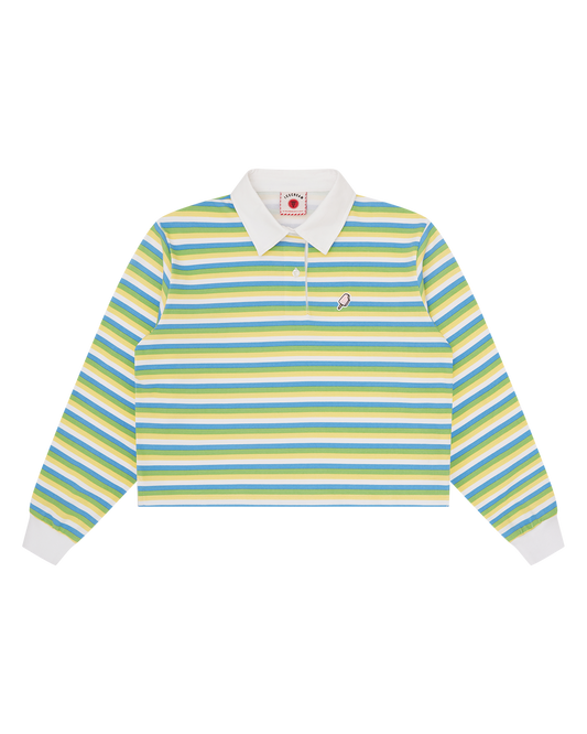 Womens Popsicle Striped Cropped Rugby Shirt