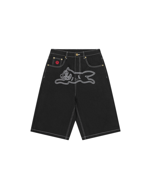Womens Embroidered Running Dog Jorts