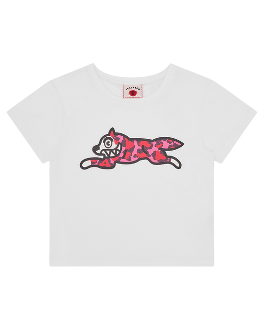 Womens Leopard Running Dog Baby Tee