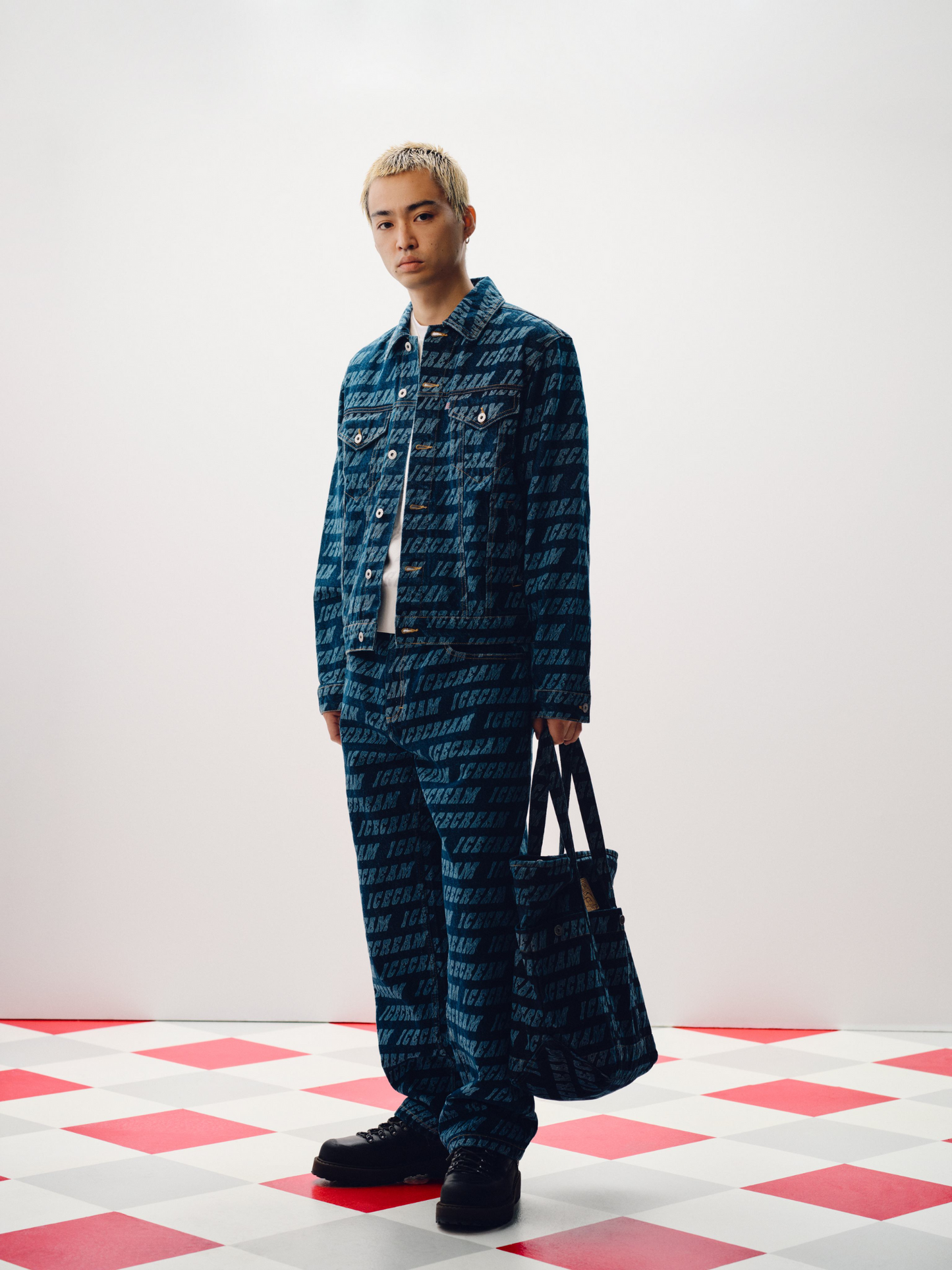Repeat Logo Denim Tote Bag