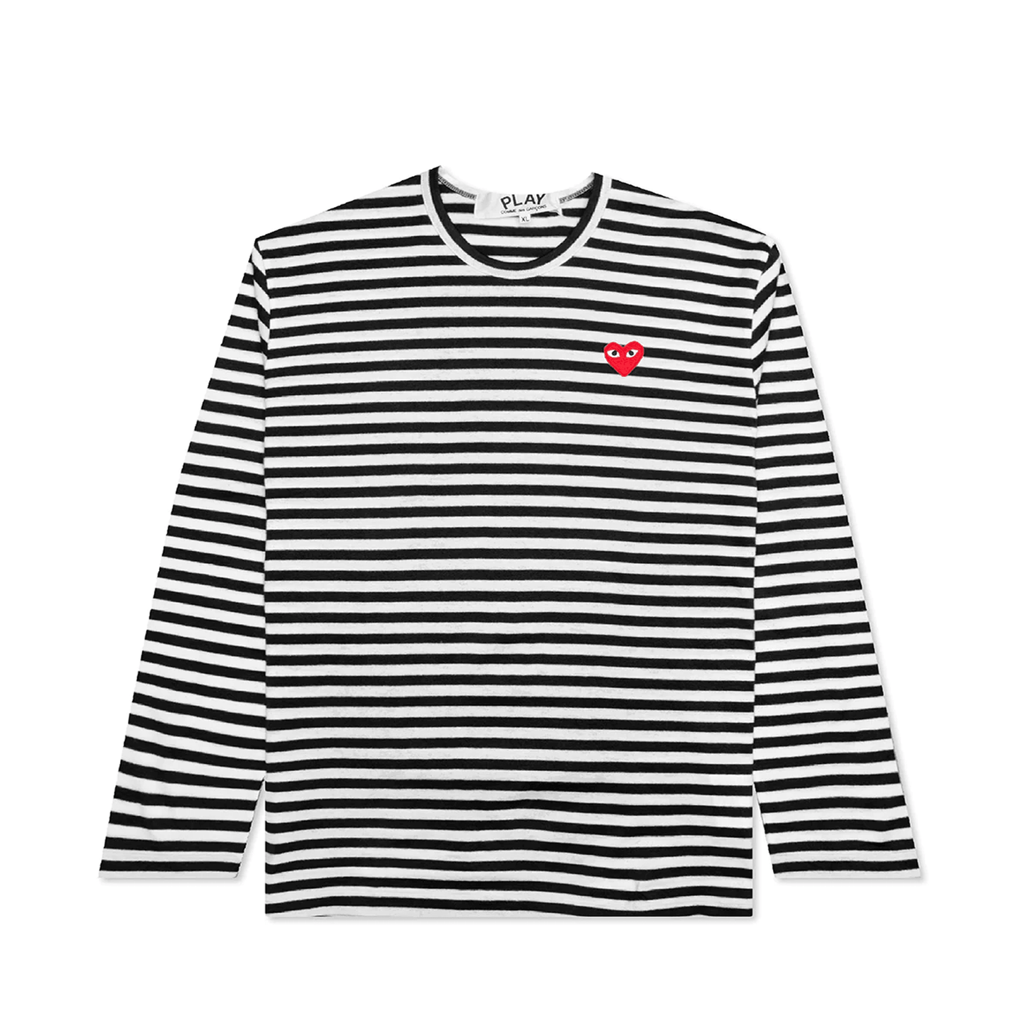 STRIPED LONG SLEEVE T-SHIRT WITH SMALL RED HEART - Comme des Garçons PLAY